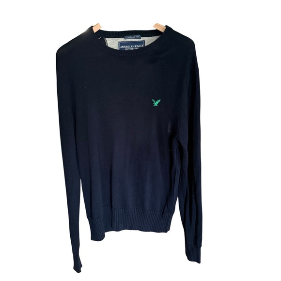 American Eagle Men’s Vintage Fit Navy Blue Crew Neck Sweater Size M Classic Y2K - Picture 3 of 10